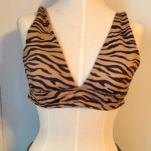 aerie Zebra-Print Deep V Bralette Camisole - Tan & Black